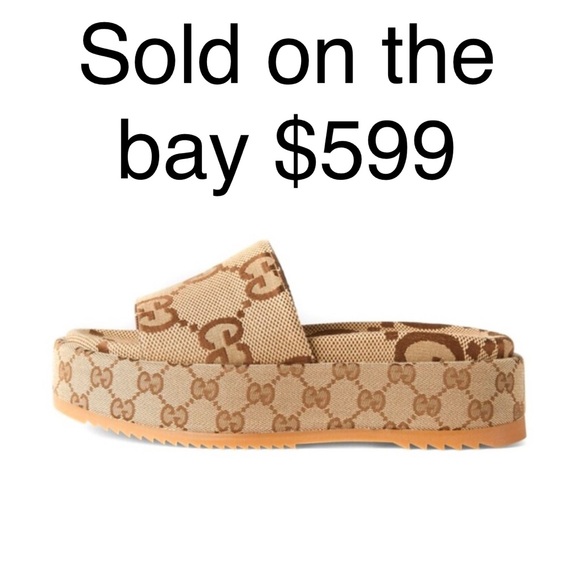 Gucci Shoes - AUTHENTIC GUCCI Angelina Platform 55mm Sandal Camel Canvas Women's size 7
